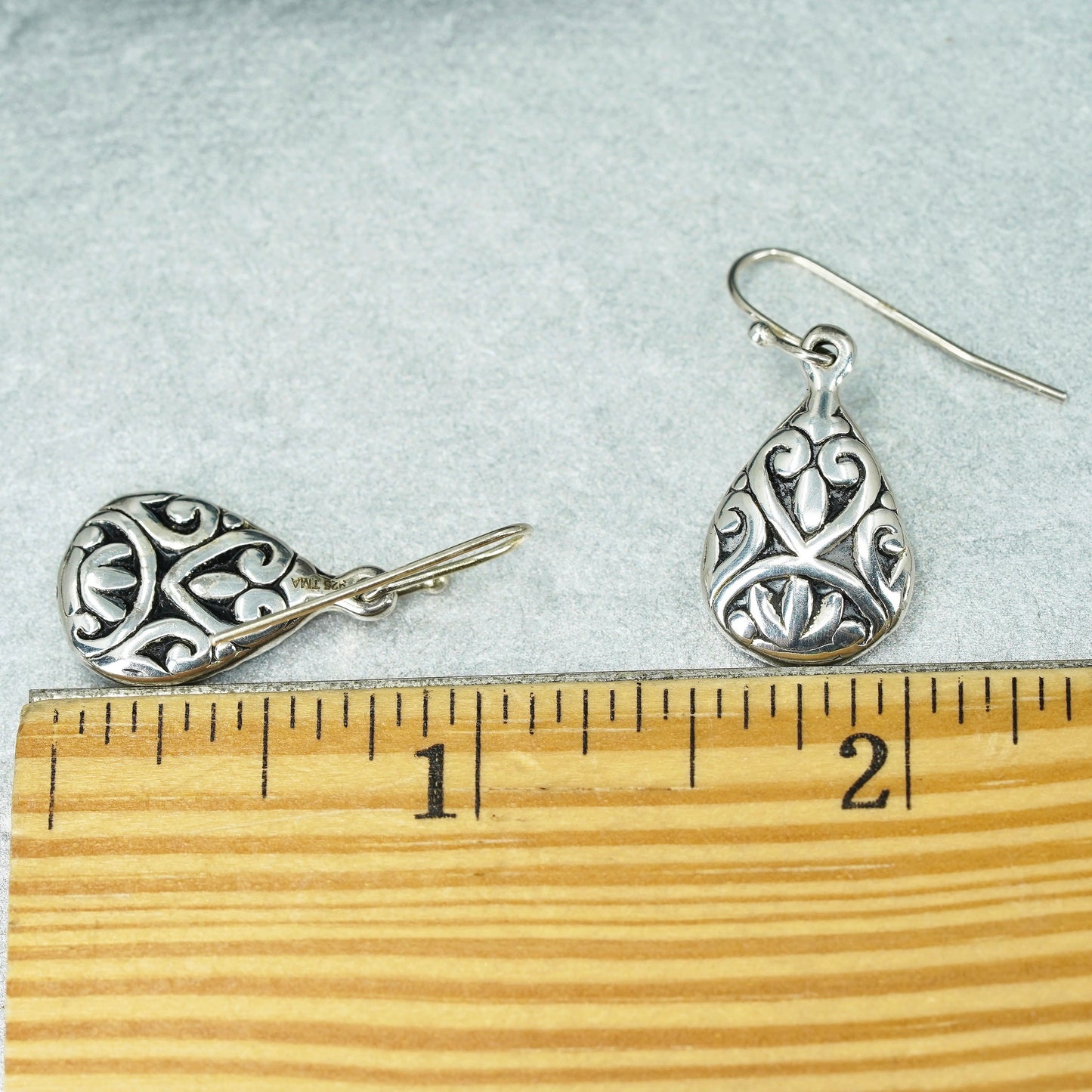 Vintage Sterling 925 silver filigree teardrop earrings