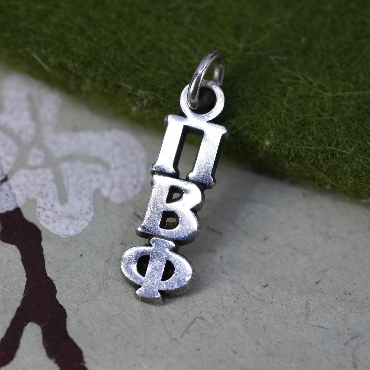 Vintage sterling silver handmade pendant, 925 Greek letter Pi Beta Phi