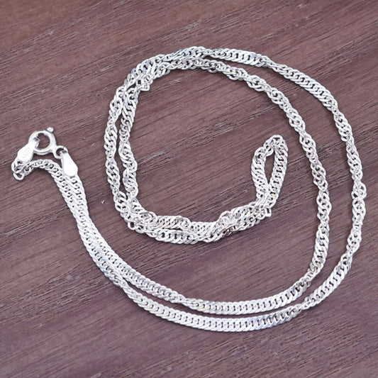 20” 3mm, vintage Sterling silver necklace, 925 twisted curb chain