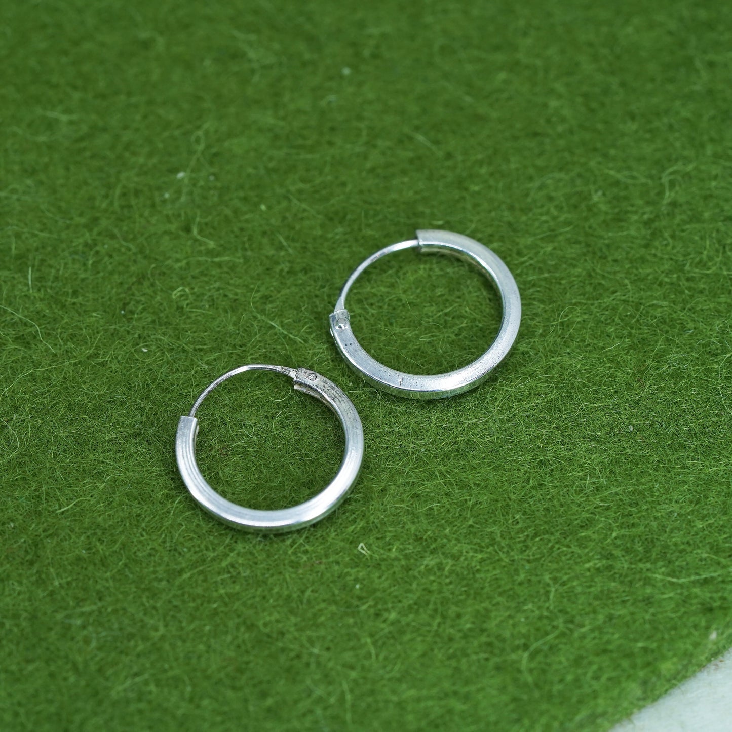 0.5", Vintage sterling silver loop earrings, fashion minimalist, fine 925 silver hoops