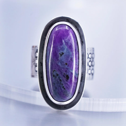 Size 9, Native American navajo Sterling 925 silver ring with purple turquoise