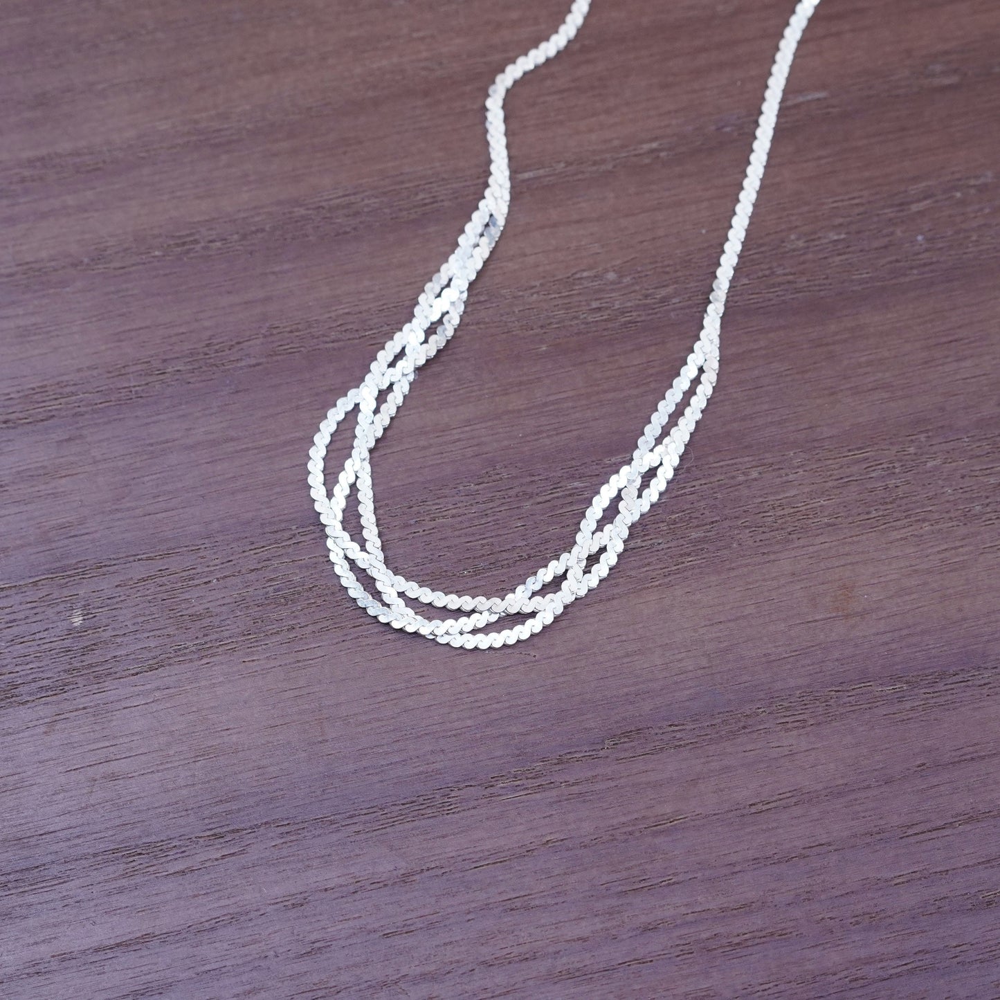 18”, vintage Sterling silver necklace, Italy 925 silver S-link woven chain