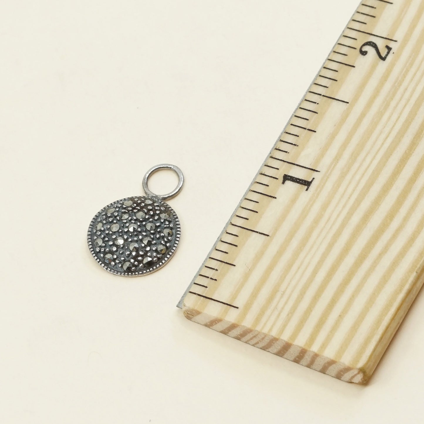 VTG sterling silver handmade pendant, solid 925 silver pendant with marcasite