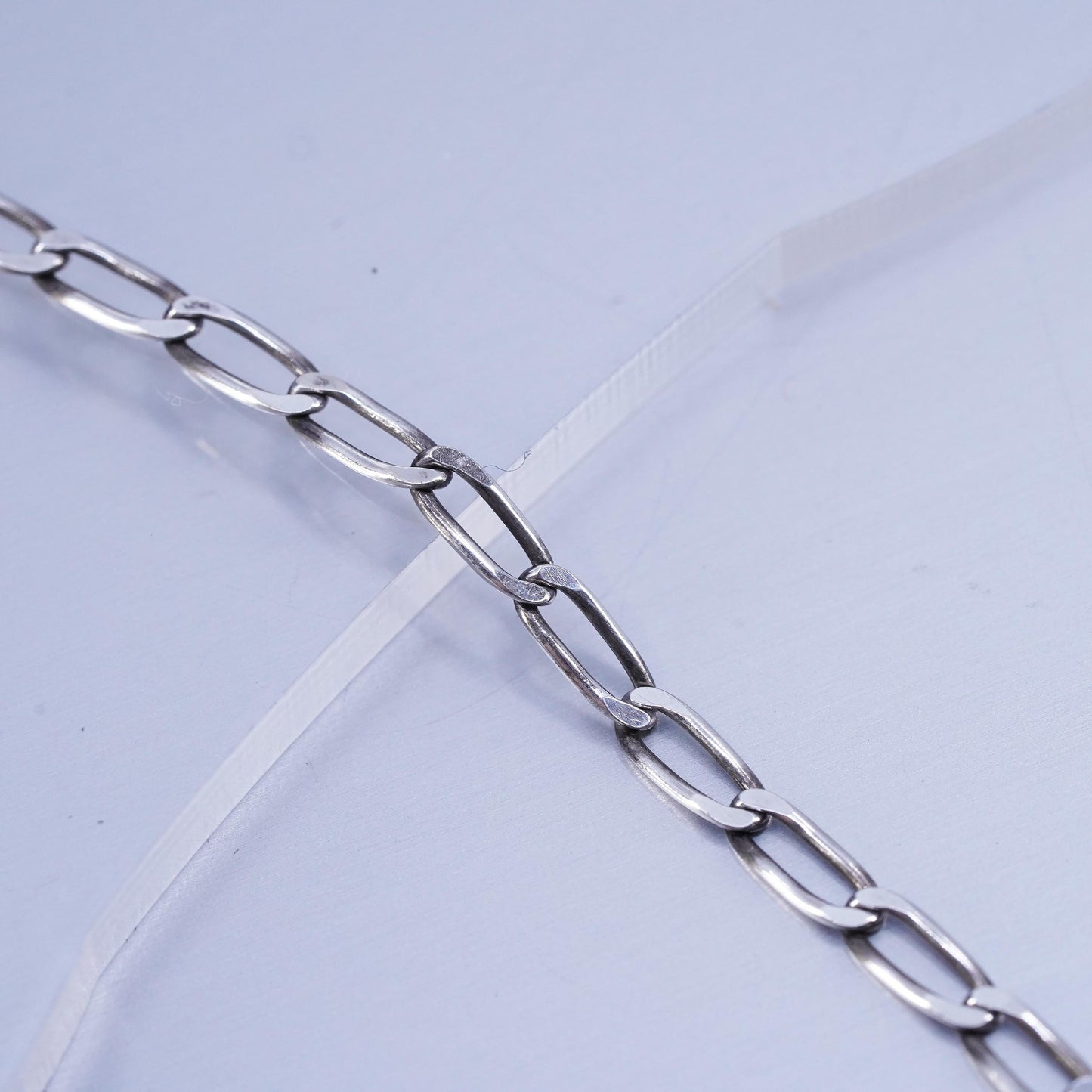 38” 4mm, vintage Sterling 925 silver handmade curb chain necklace