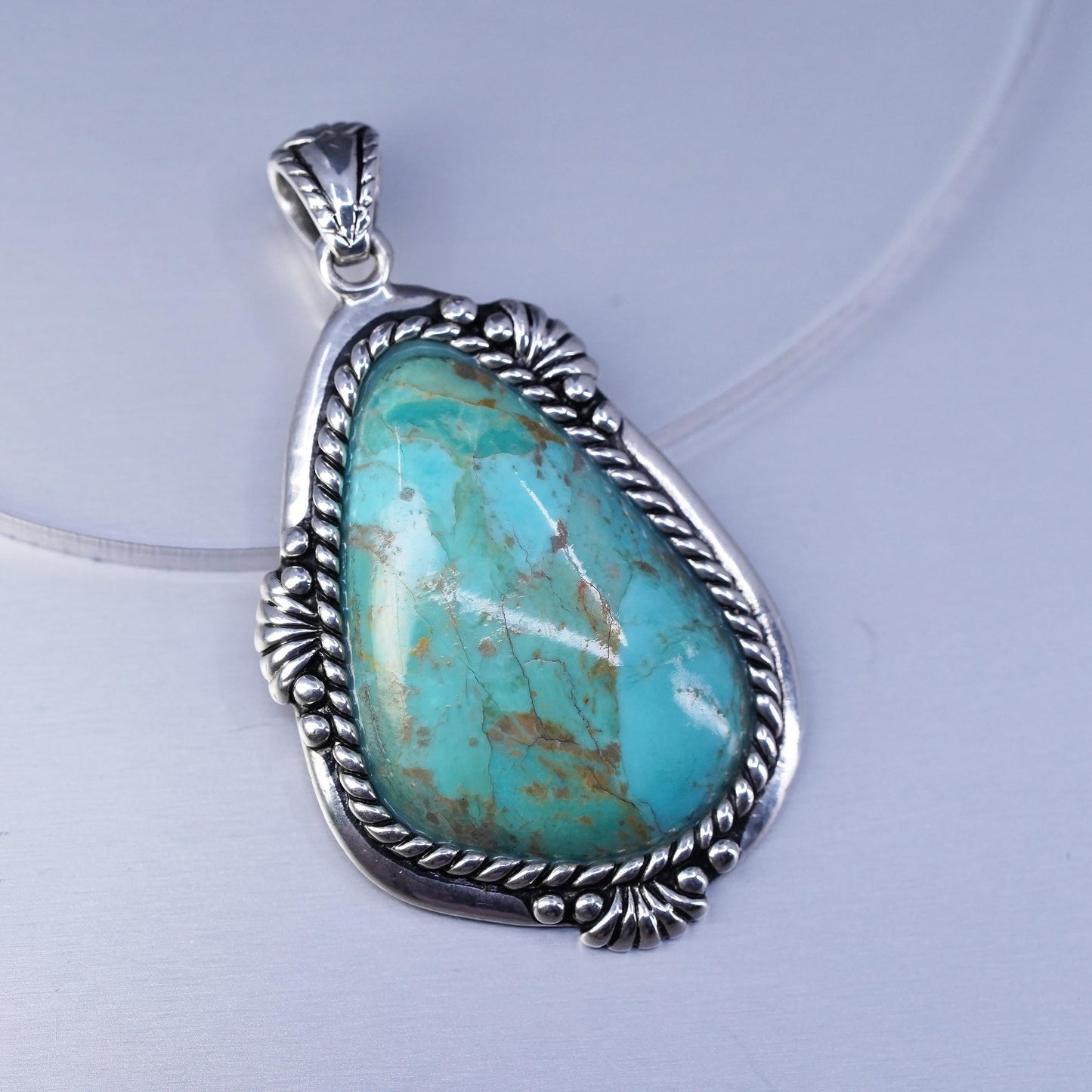 Native American Stauer sterling 925 silver handmade pendant with turquoise