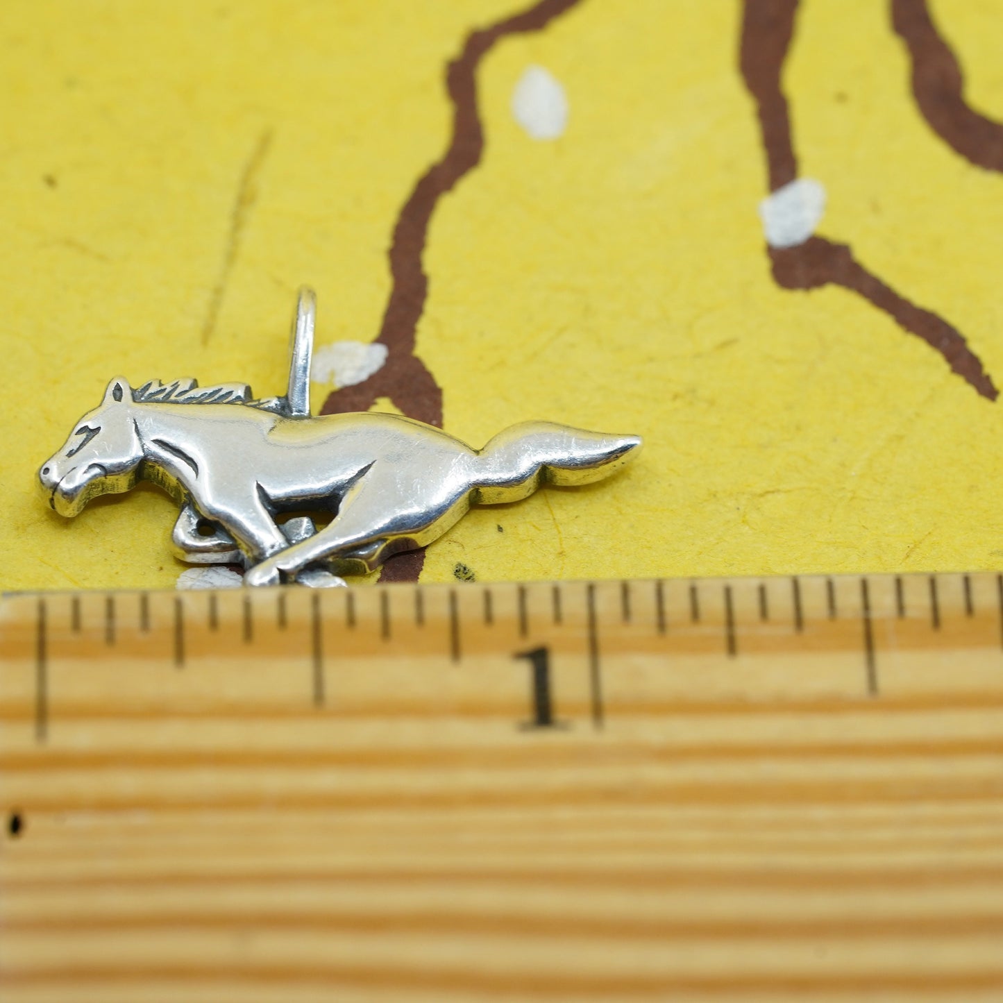 Vintage Sterling 925 silver handmade pendant, running horse