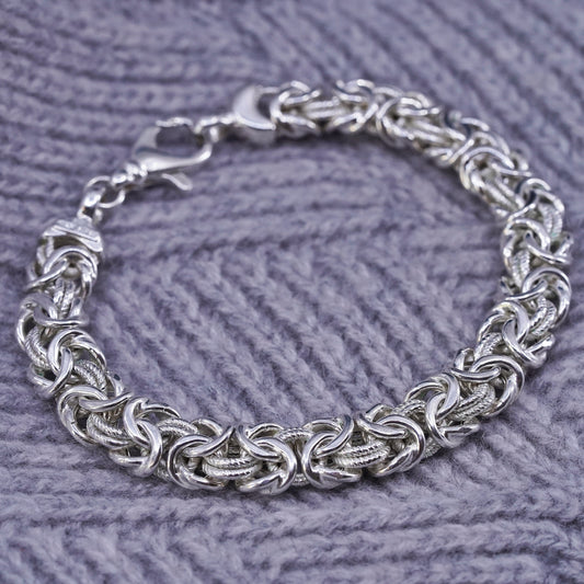 7.5", Italian Milor Sterling silver bracelet, 925 Byzantine, birdcage chain