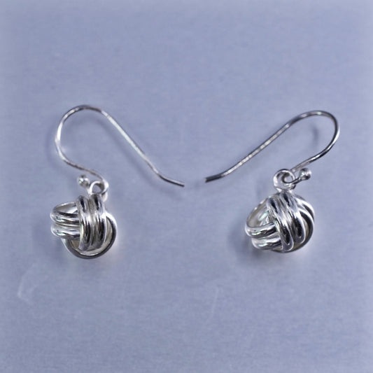 Vintage Sterling 925 silver handmade entwinted bead earrings