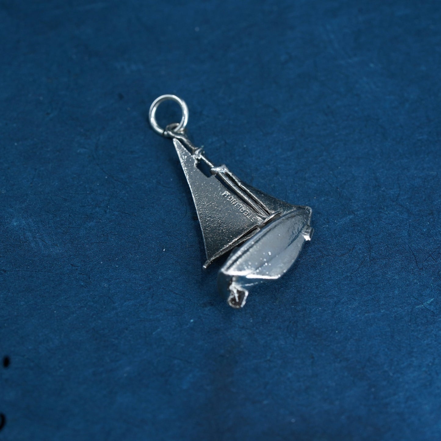 Vintage sterling silver handmade pendant, 925 sailing boat charm