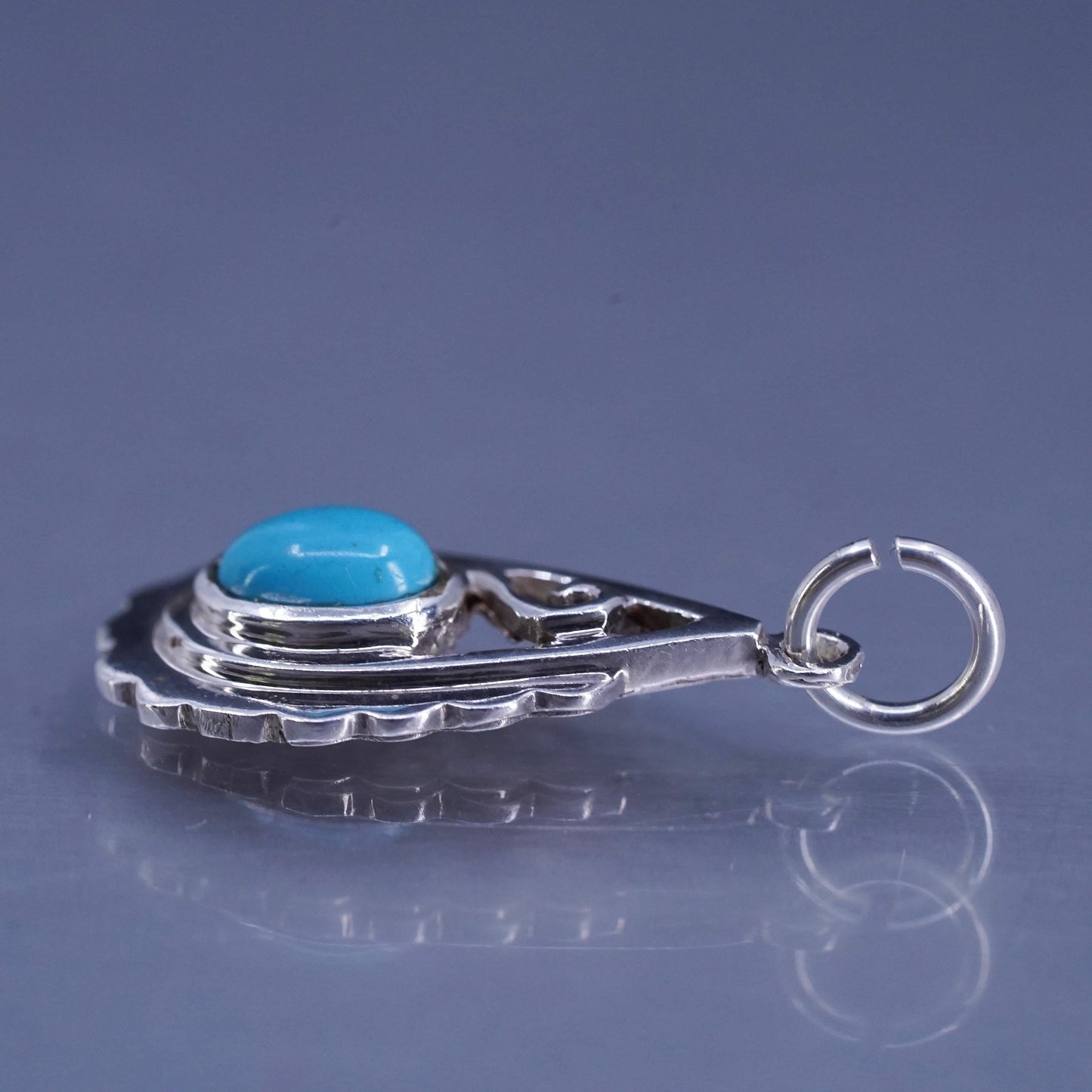 Vinatge southwestern sterling 925 silver teardrop charm pendant with turquoise