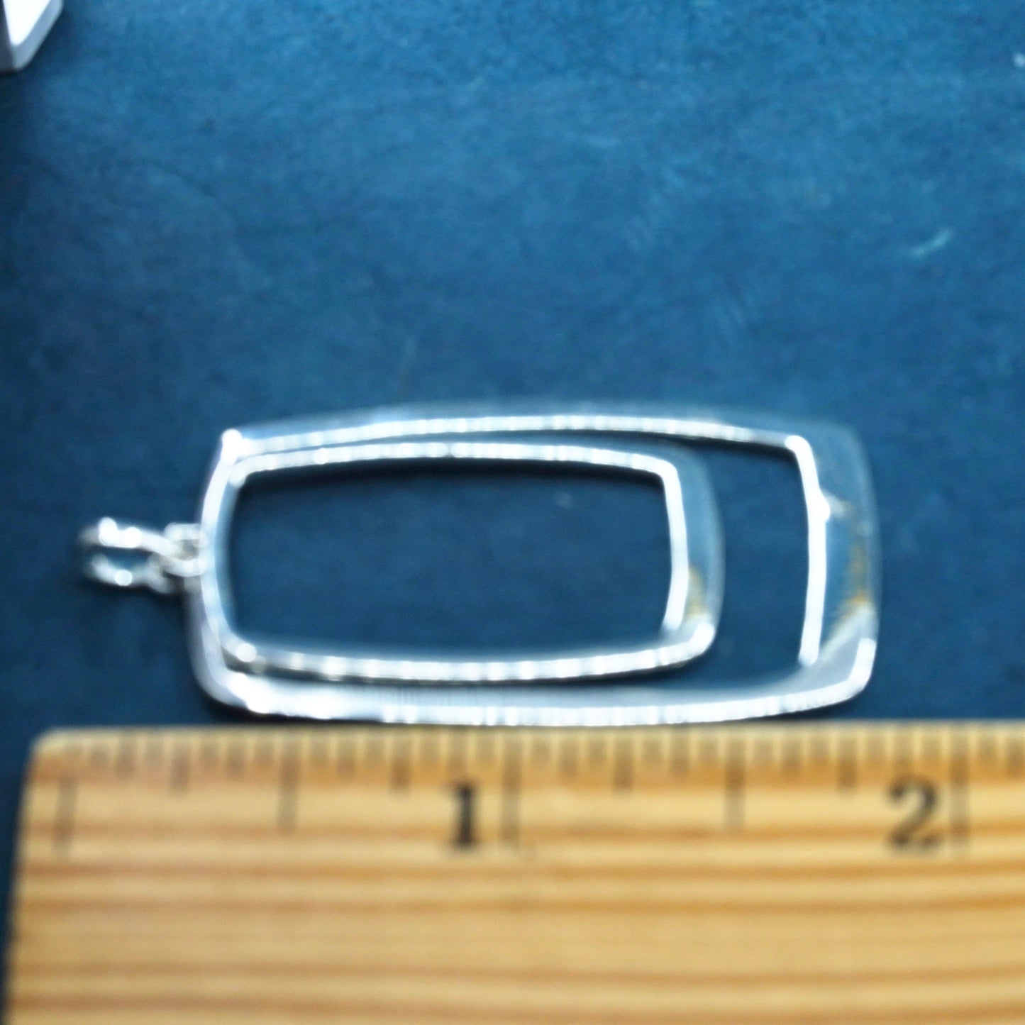 vintage Sterling silver handmade pendant, 925 double rectangular pendant