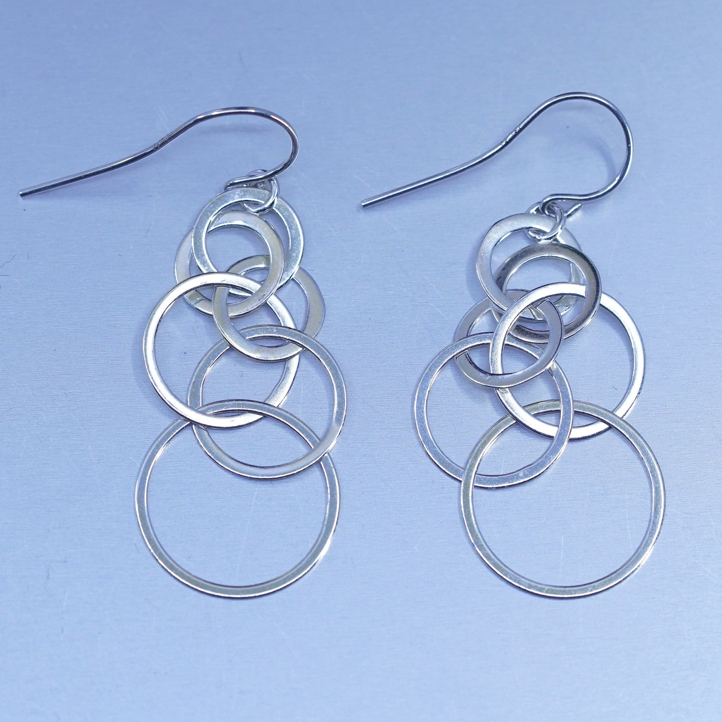 Vintage Sterling 925 silver handmade entwined circle earrings