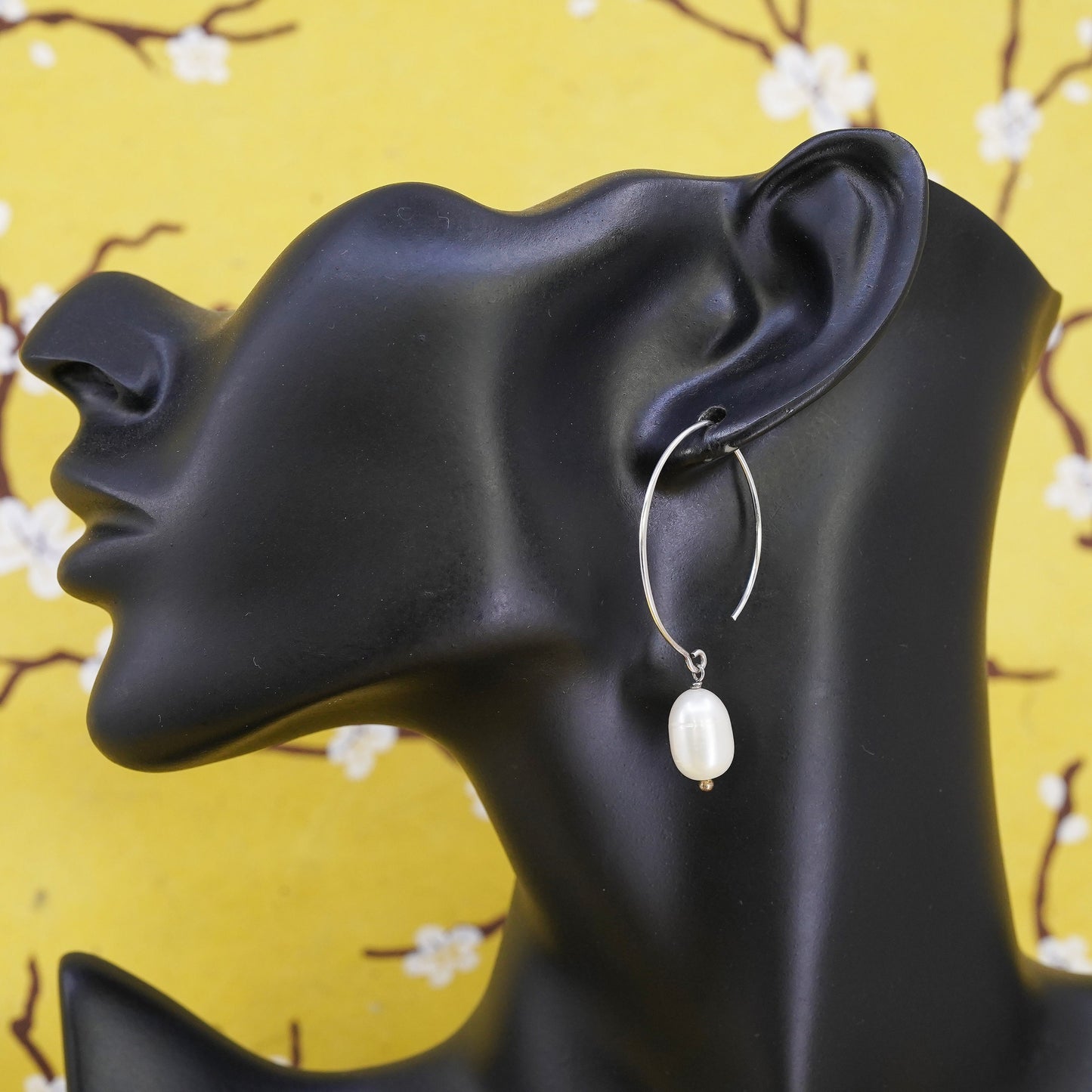 Vintage Sterling silver handmade earrings, 925 hooks with pearl drops