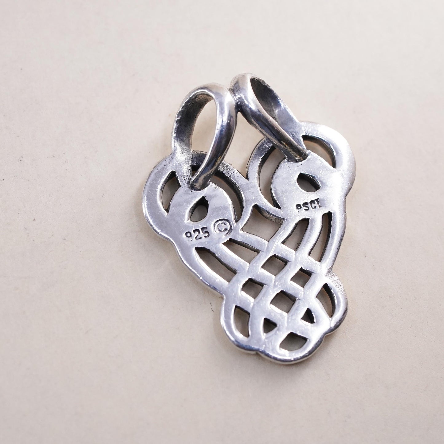 vintage sterling silver handmade pendant, 925 silver Irish Celtic knot charm