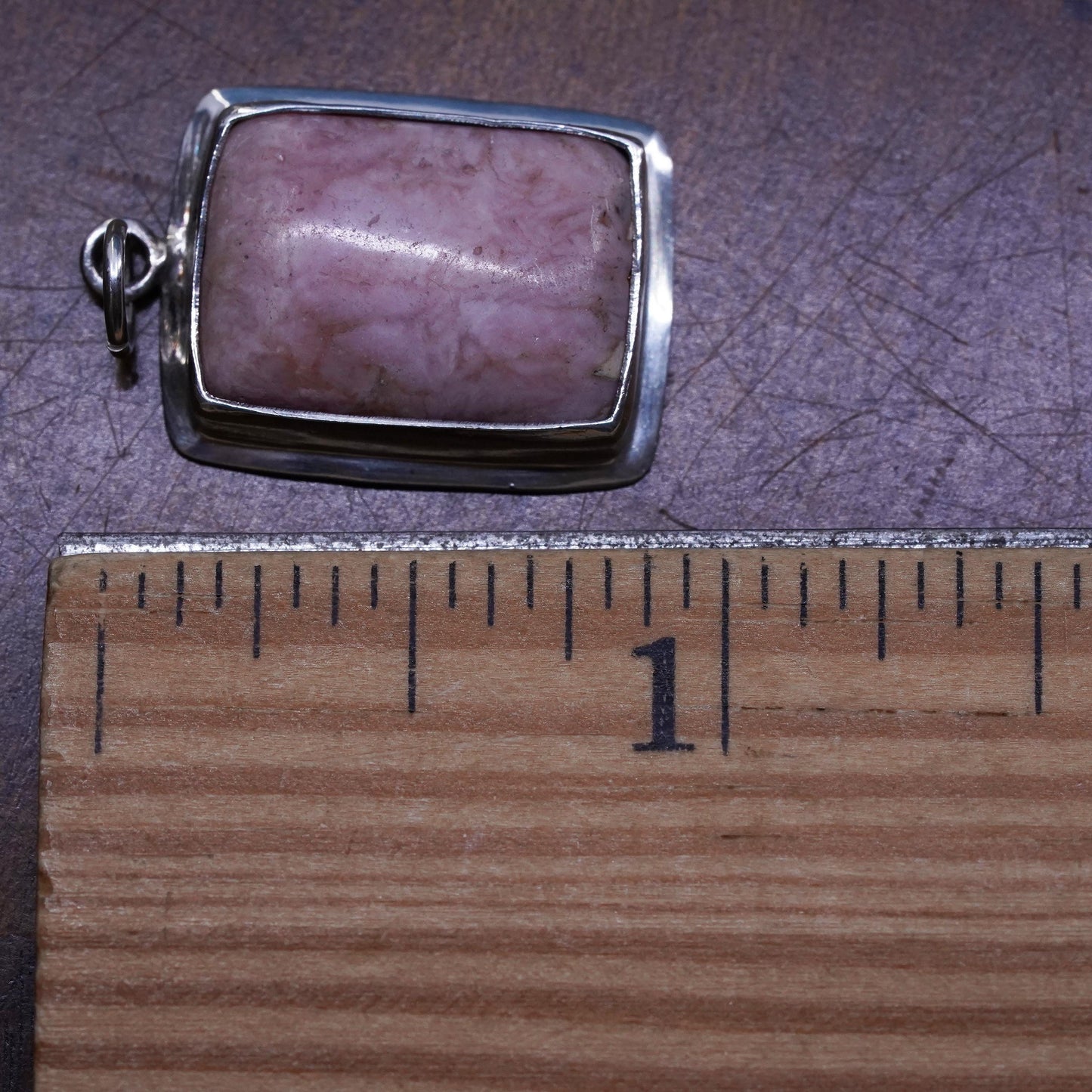 Vintage Sterling 925 silver handmade pendant with pink Quartz