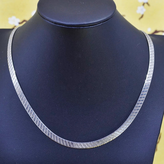 20”, vintage Milor Sterling silver necklace, Italy 925 herringbone chain