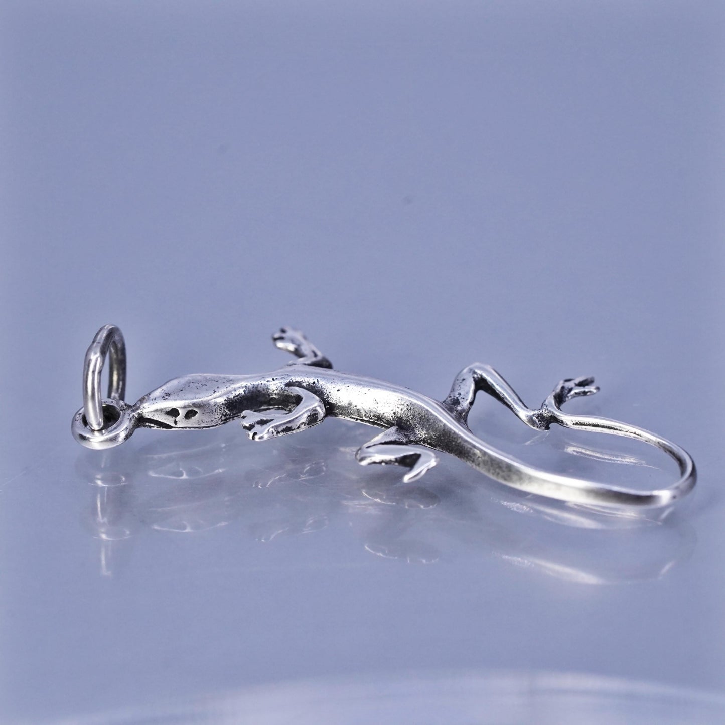 Vintage sterling 925 silver handmade lizard charm pendant