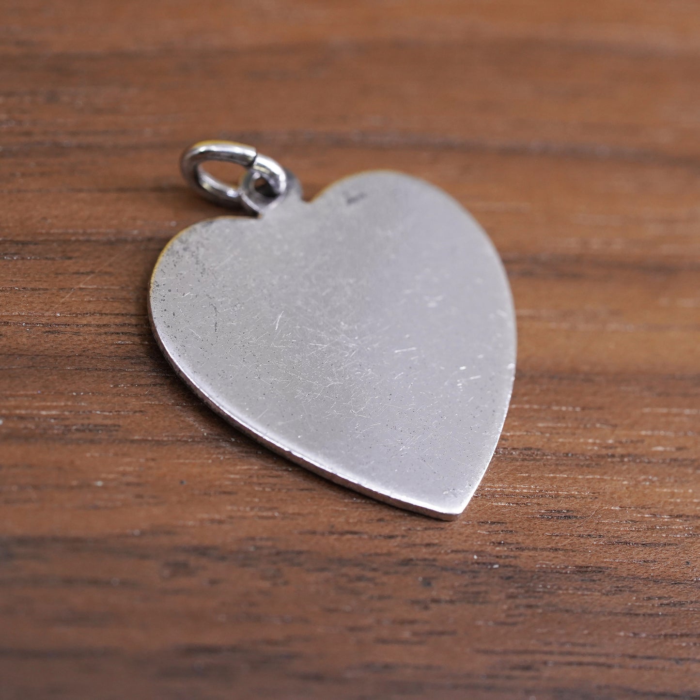 Vintage Sterling silver handmade charm, 925 heart tag pendant