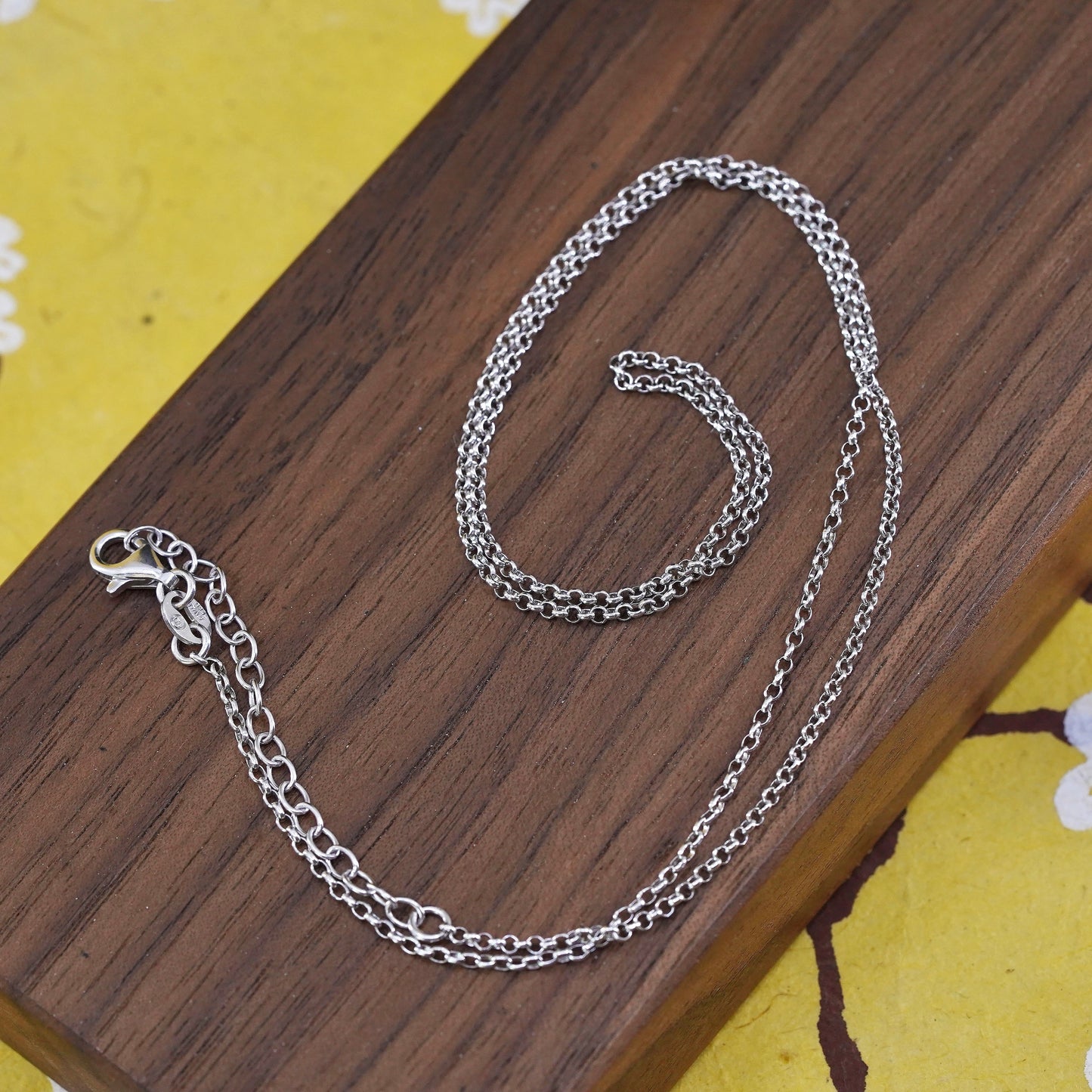 18+2" 1.6mm, vintage Sterling silver necklace, 925 circle link chain