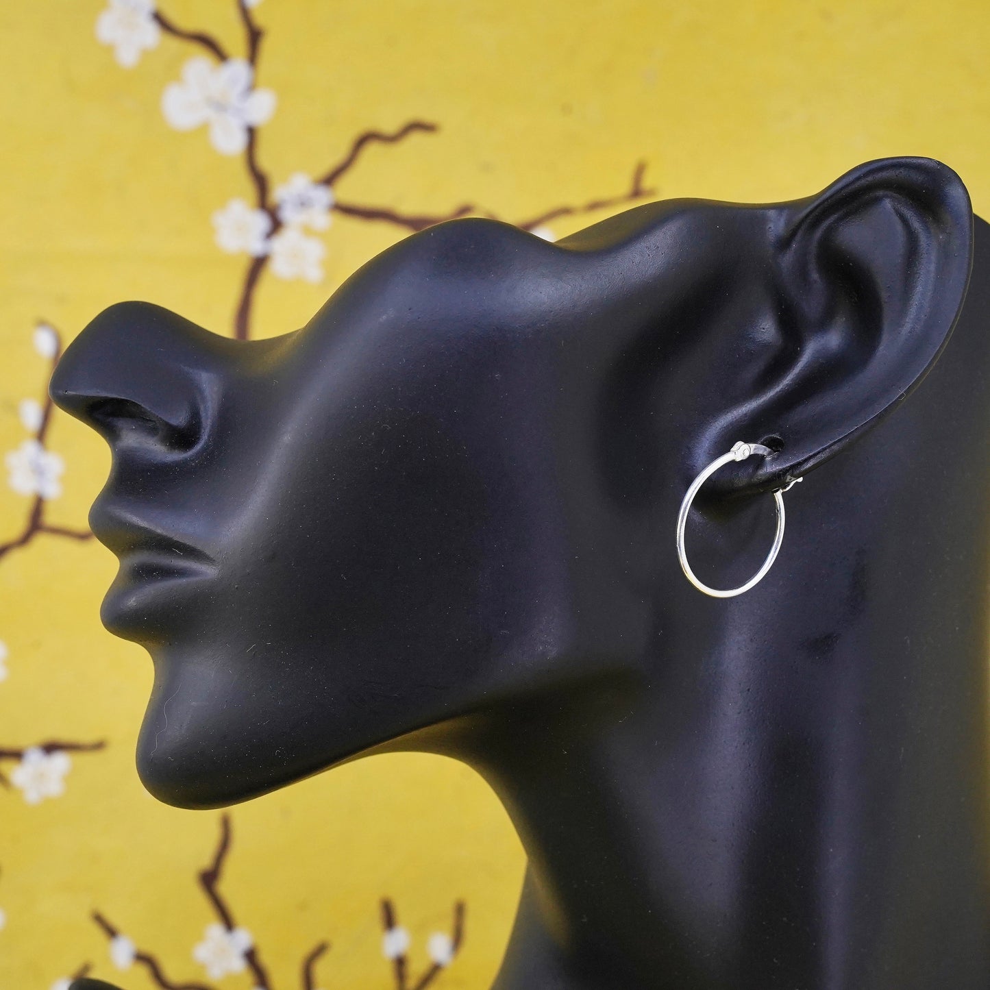 0.75”, Vintage Sterling silver handmade earrings, 925 hoops