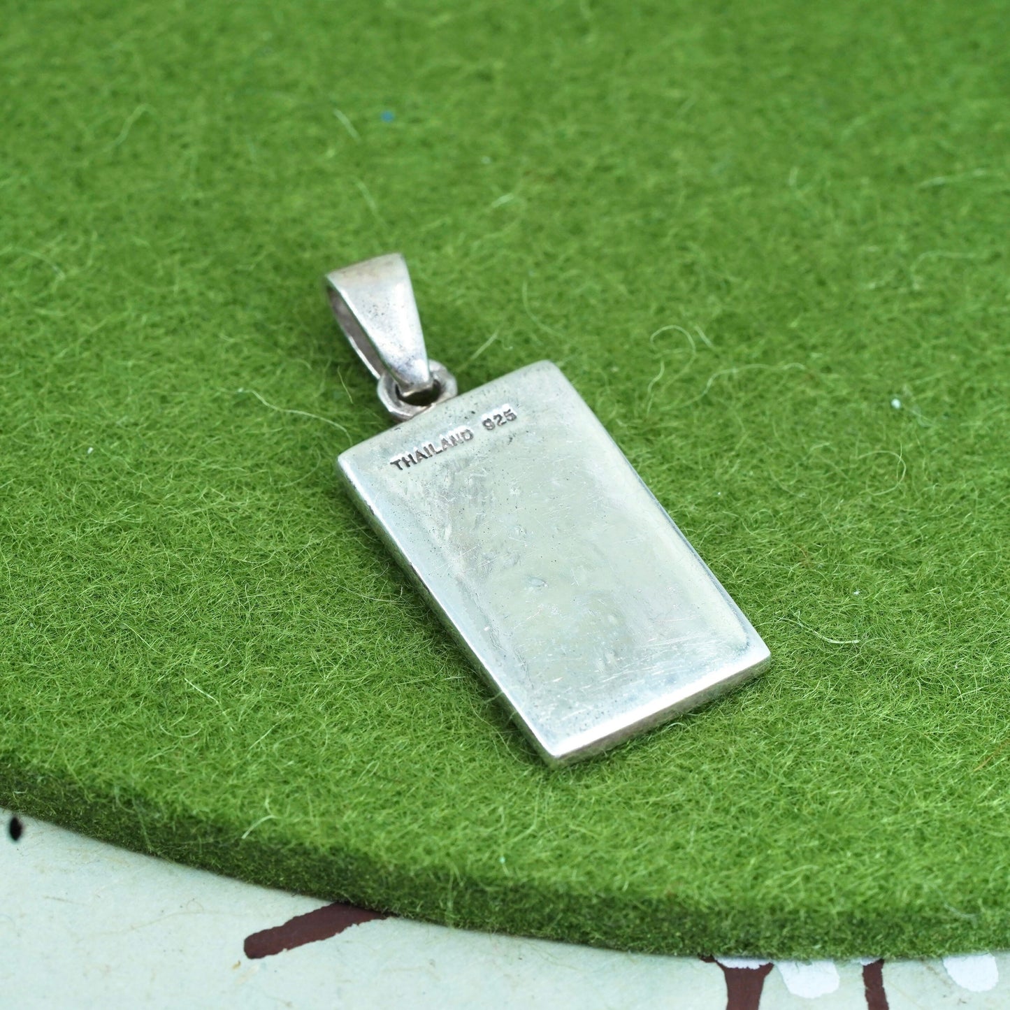 Vintage sterling silver 925 pendant, handmade with mother of pearl inlay