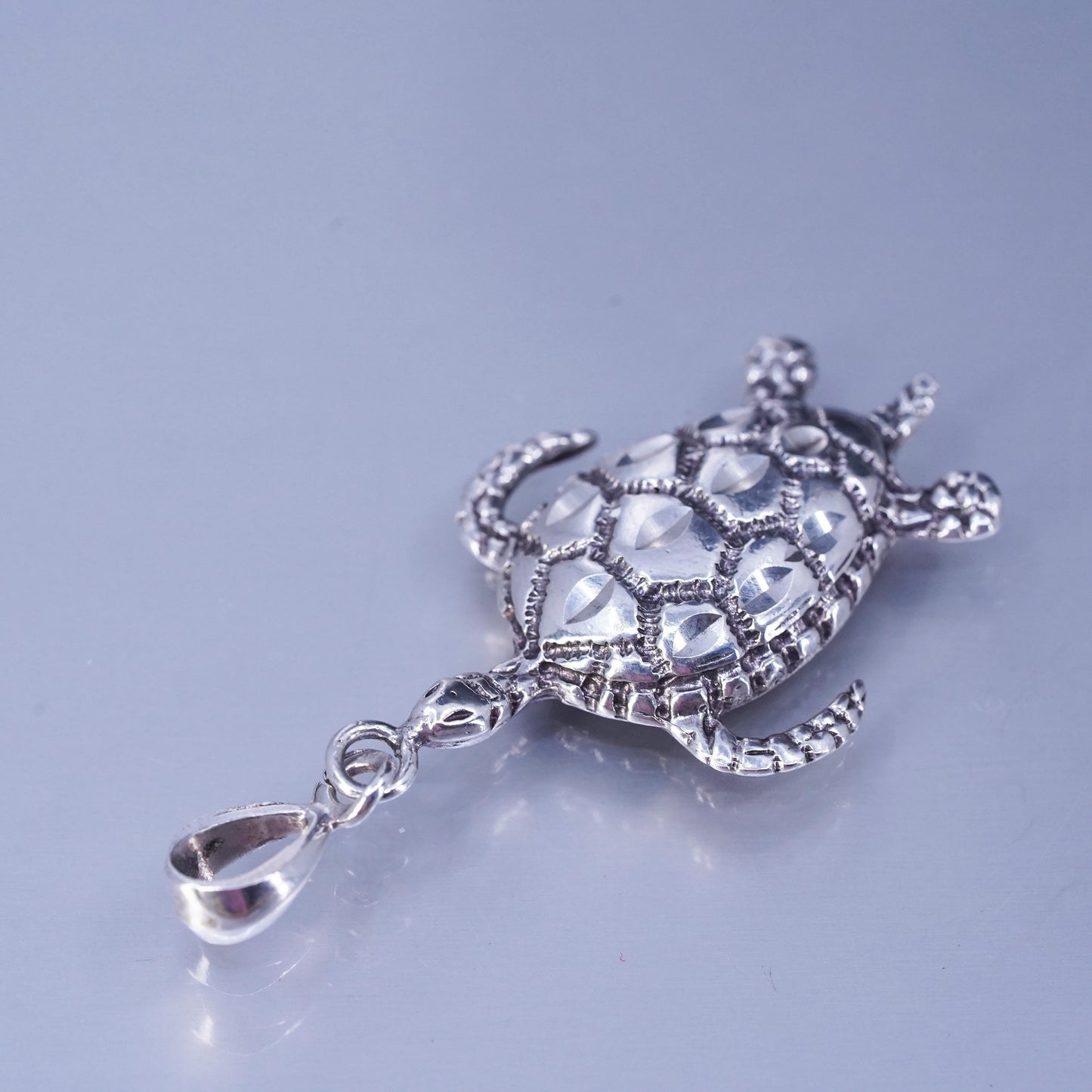 Antique Sterling silver handmade simple 925 sea turtle charm pendant