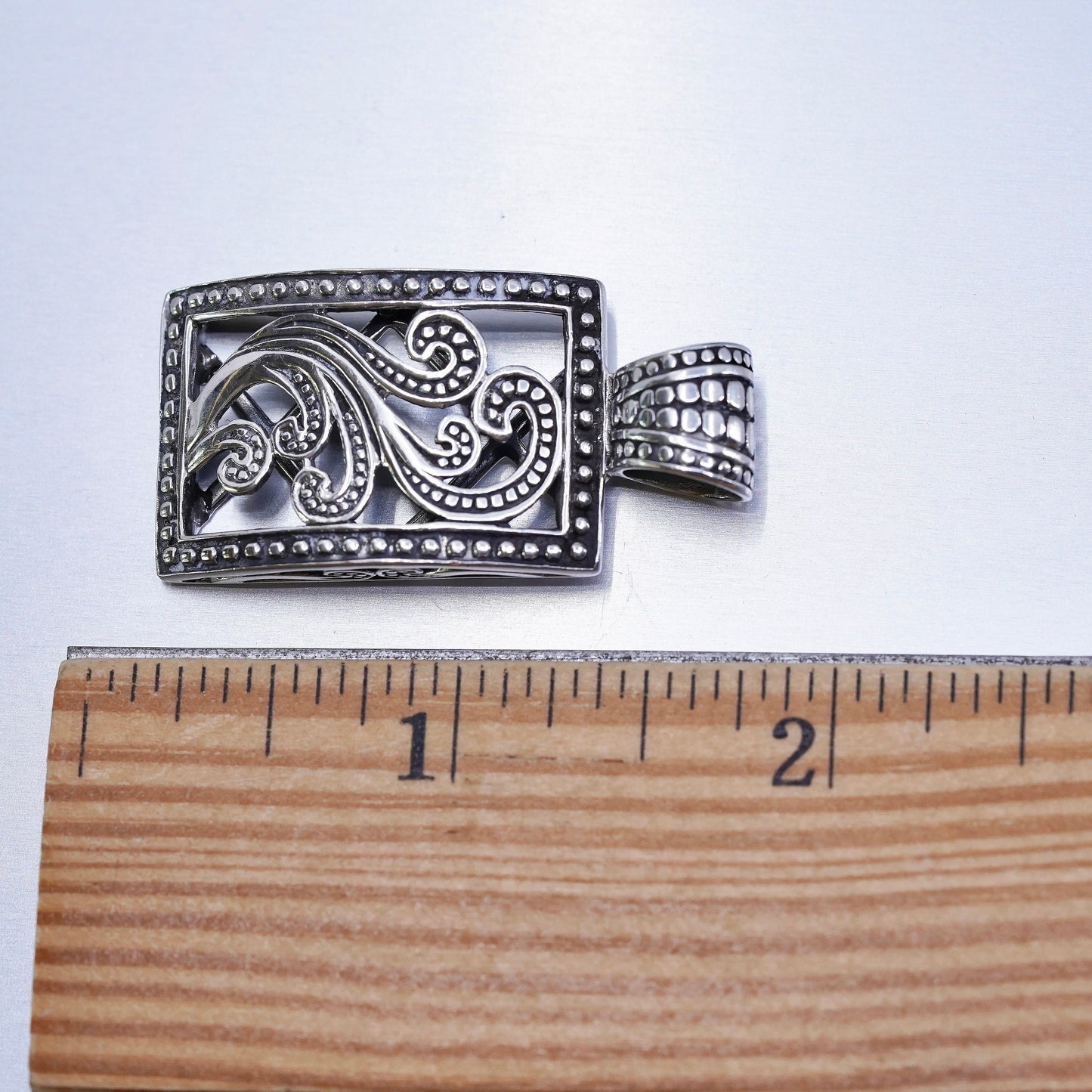 Silpada Sterling 925 Silver Paisley Filigree Rectangle Scroll Pendant S1744