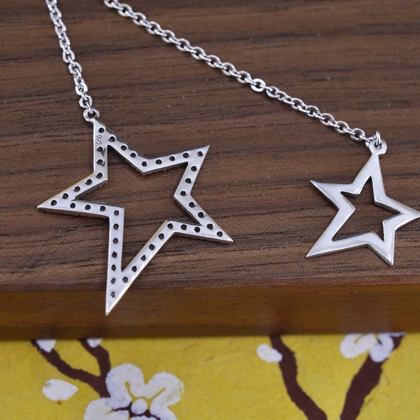 20", Seventeen sterling 925 Silver flatten circle chain necklace star pendant