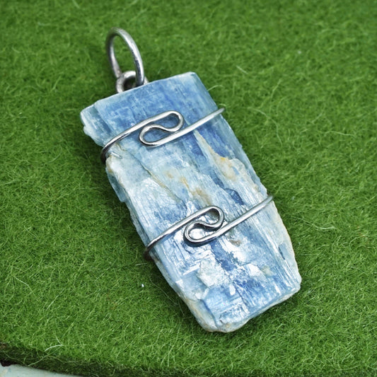 Vintage sterling silver handmade pendant, Big Roman glass charm