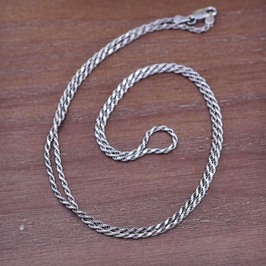 24”, 1.6mm, vintage Sterling silver necklace, Italy 925 rope chain