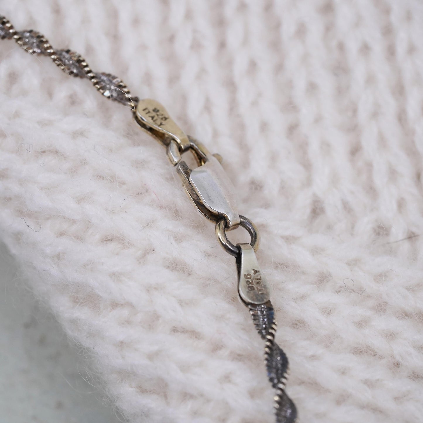 18", vermeil gold over sterling silver necklace, 925 twisted herringbone chain