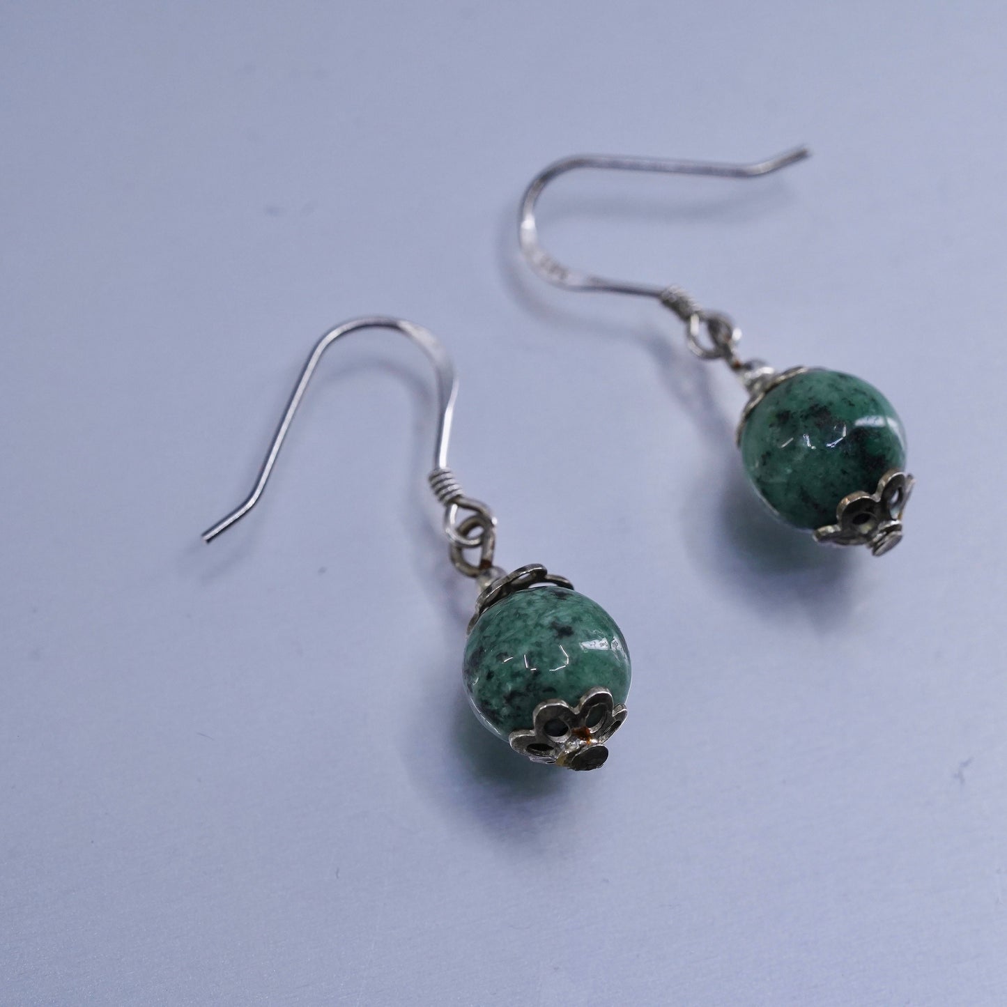 Vintage Sterling 925 silver handmade earrings with turquoise beads