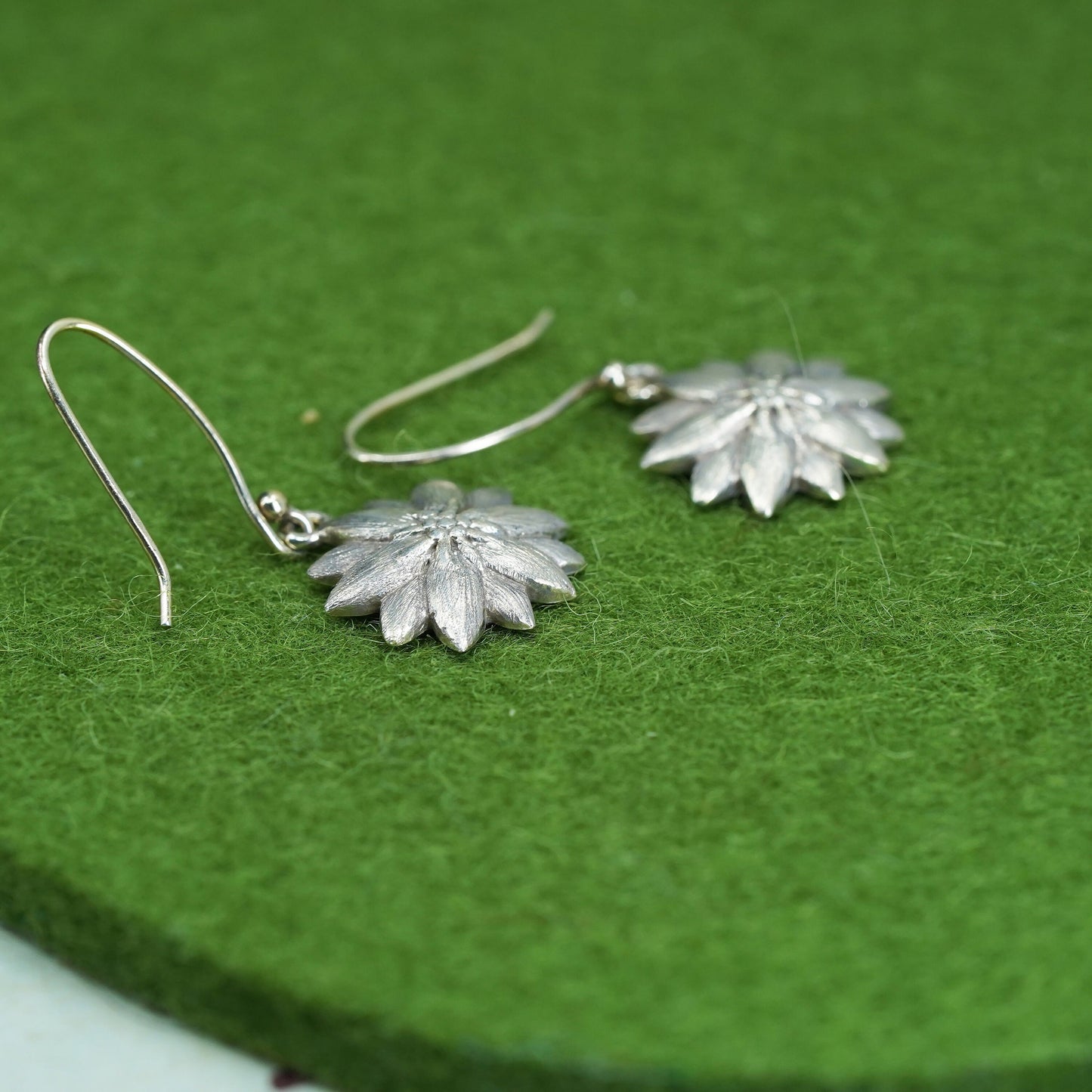 Vintage Sterling 925 silver handmade sunflower flower earrings