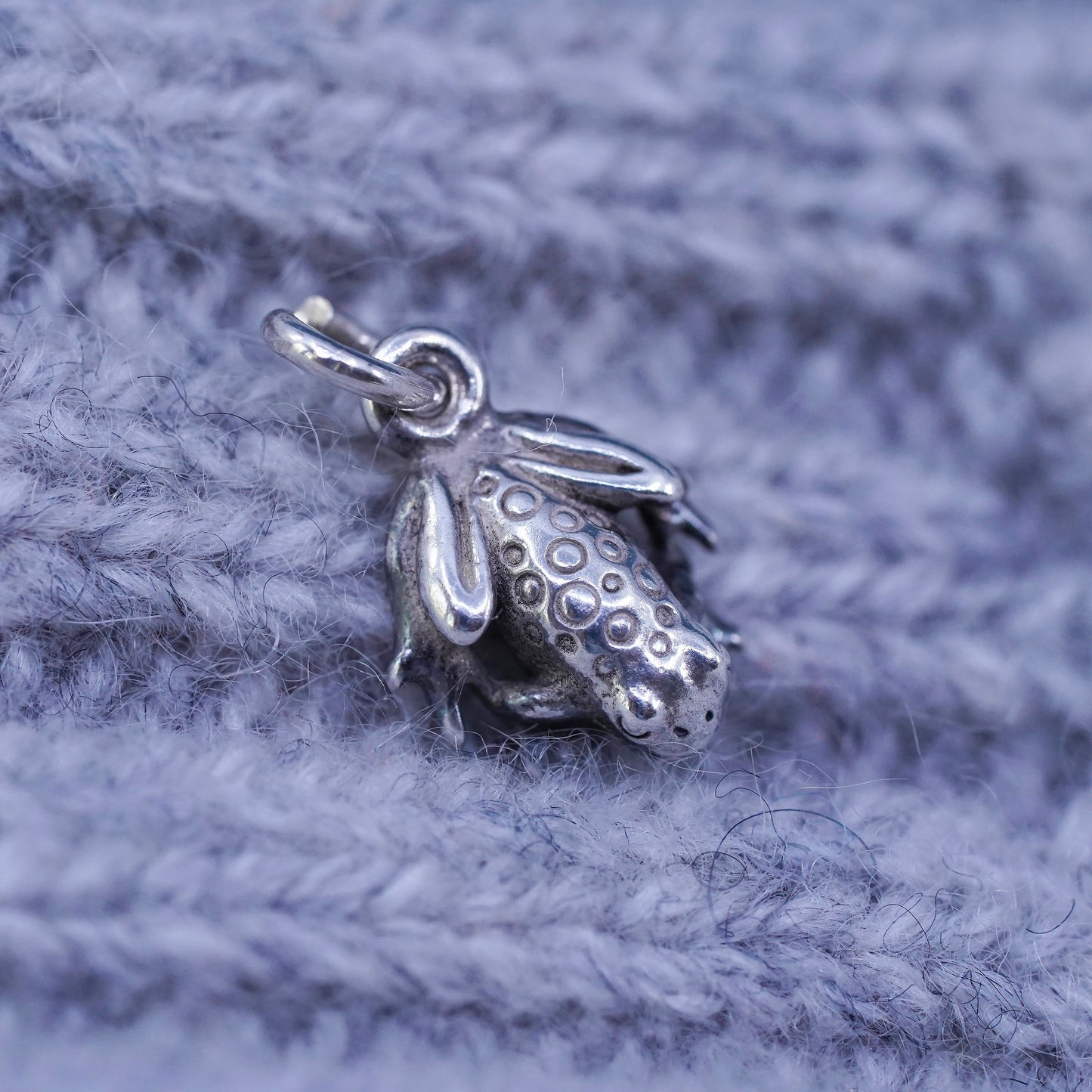 Vintage Sterling silver handmade pendant, 925 frog charm