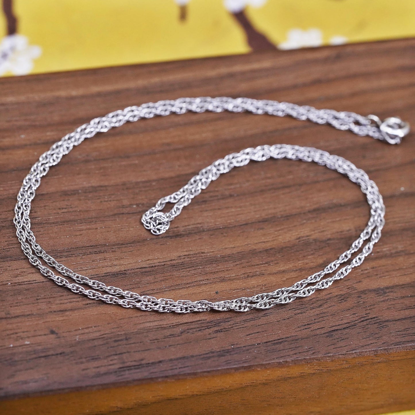 18" 1.6mm, vintage Sterling silver necklace, 925 Singapore rope chain