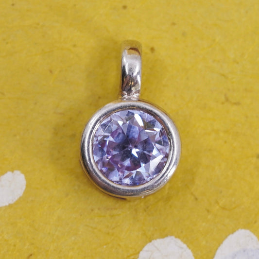 Vintage modern Sterling 925 silver pendant with amethyst