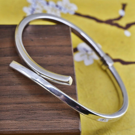 7”, Vintage minimalist sterling silver handmade bracelet, 925 wrap bangle