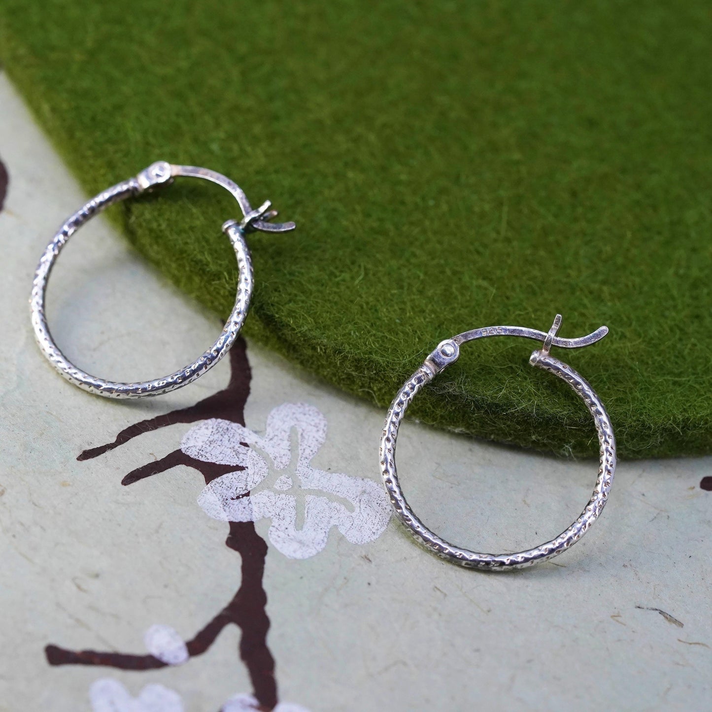 0.75", Vintage sterling silver loop earrings, fashion minimalist, 925 hoops