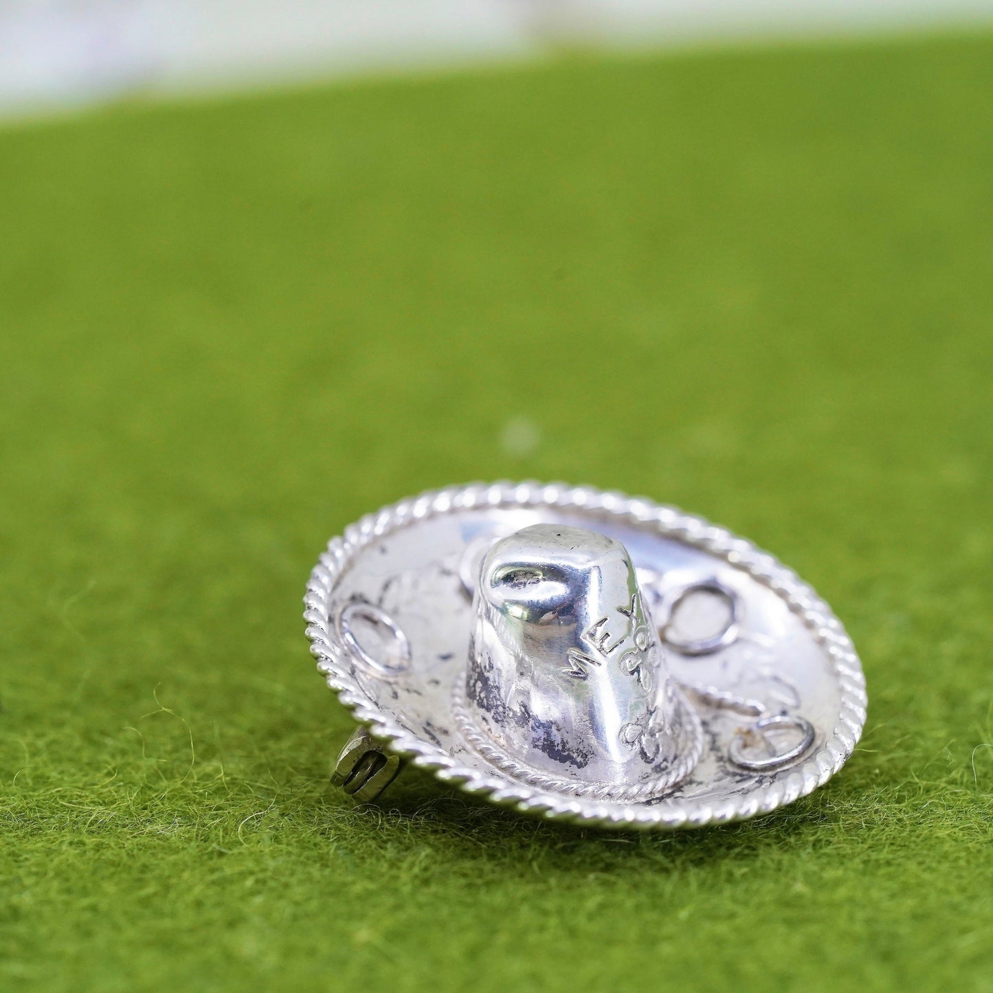 Mexican sterling silver handmade pin, 925 Sombrero Hat brooch