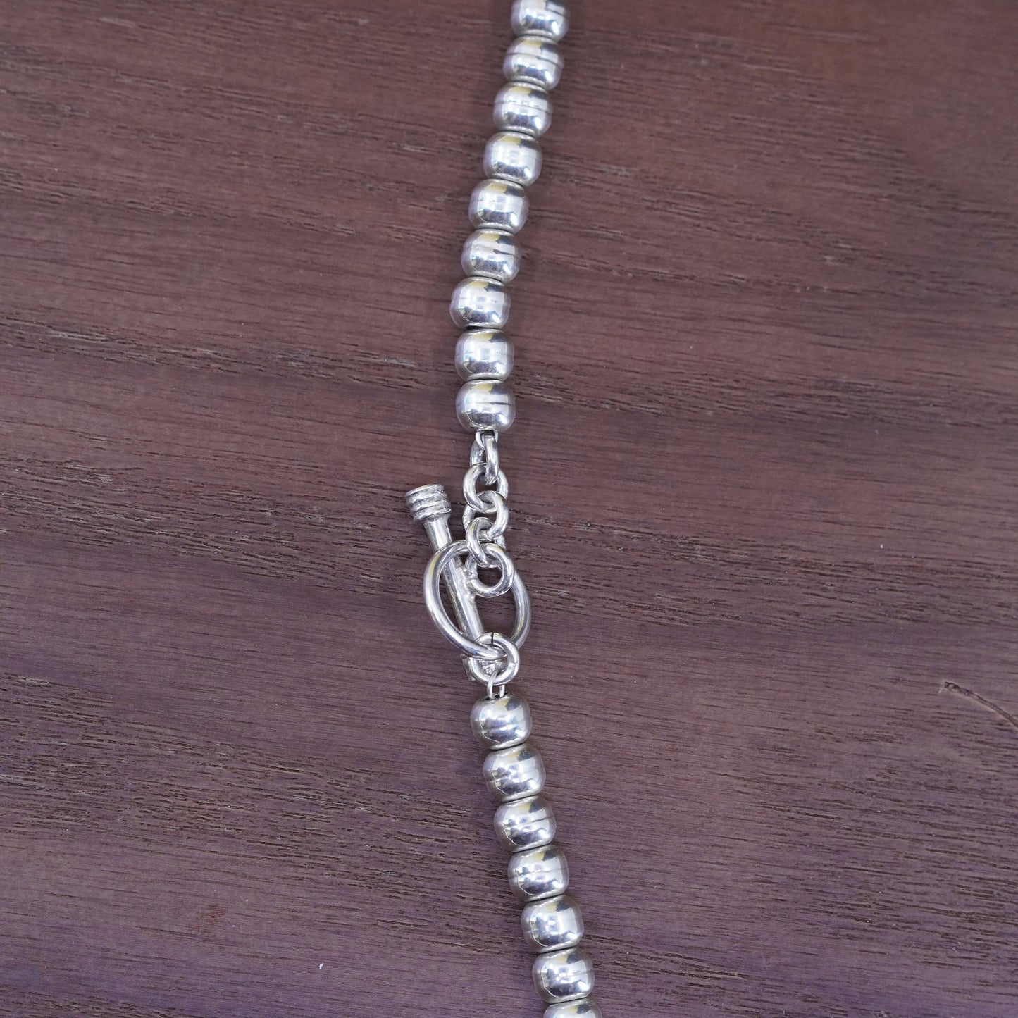 18” 6mm, vintage Sterling silver handmade necklace, 925 bead chain