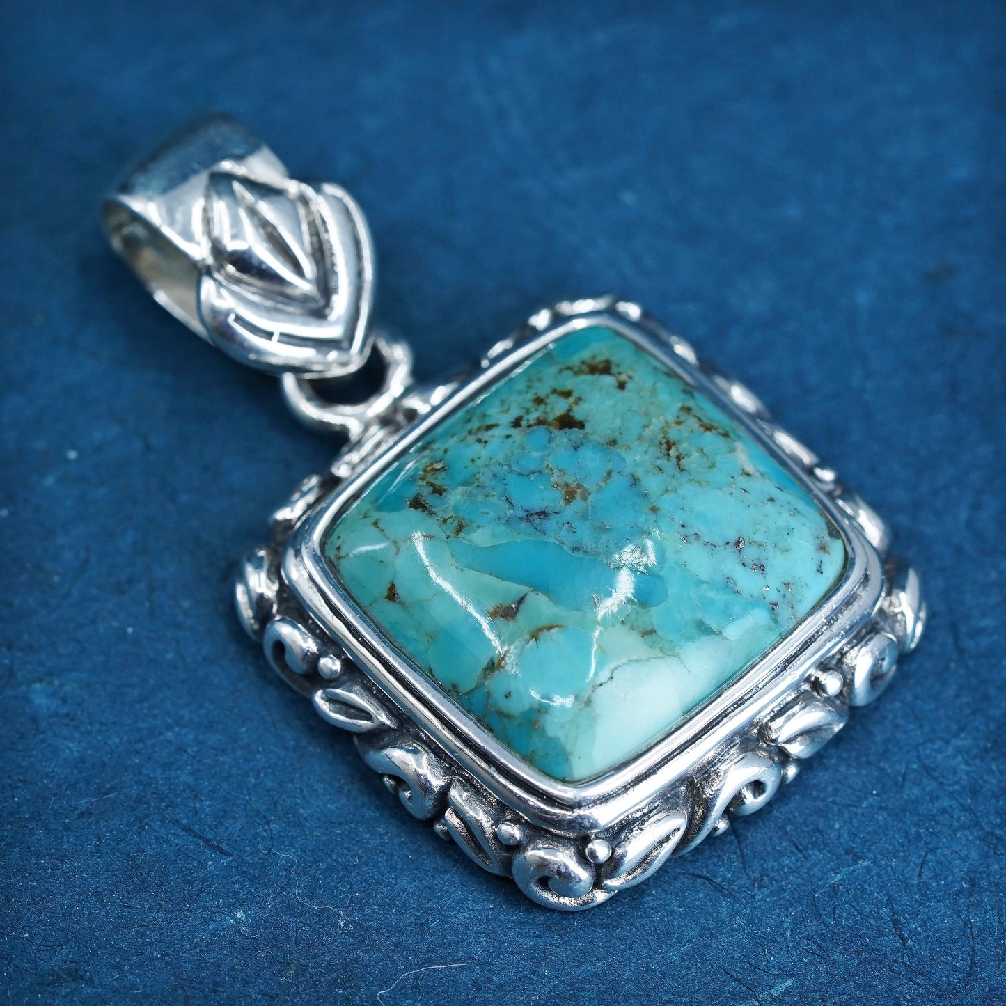 barse Sterling 925 silver handmade pendant with teardrop copper turquoise