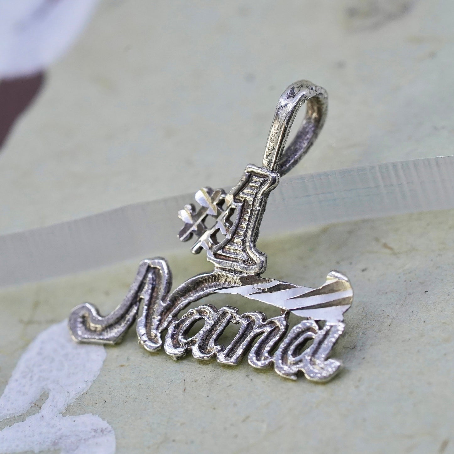 Vintage sterling silver handmade pendant, 925 No. 1 nana charm