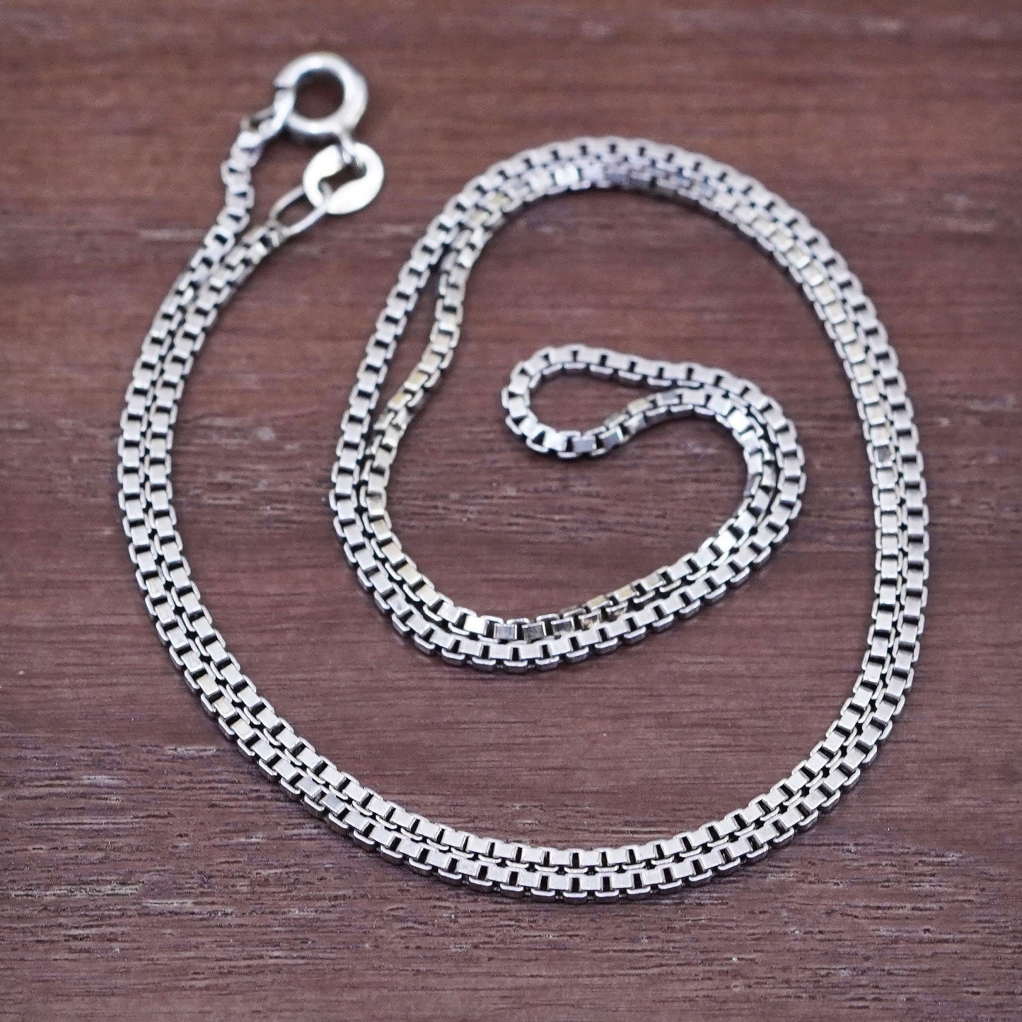 18”, 1.6mm, vintage Sterling silver box chain, Italy 925 necklace