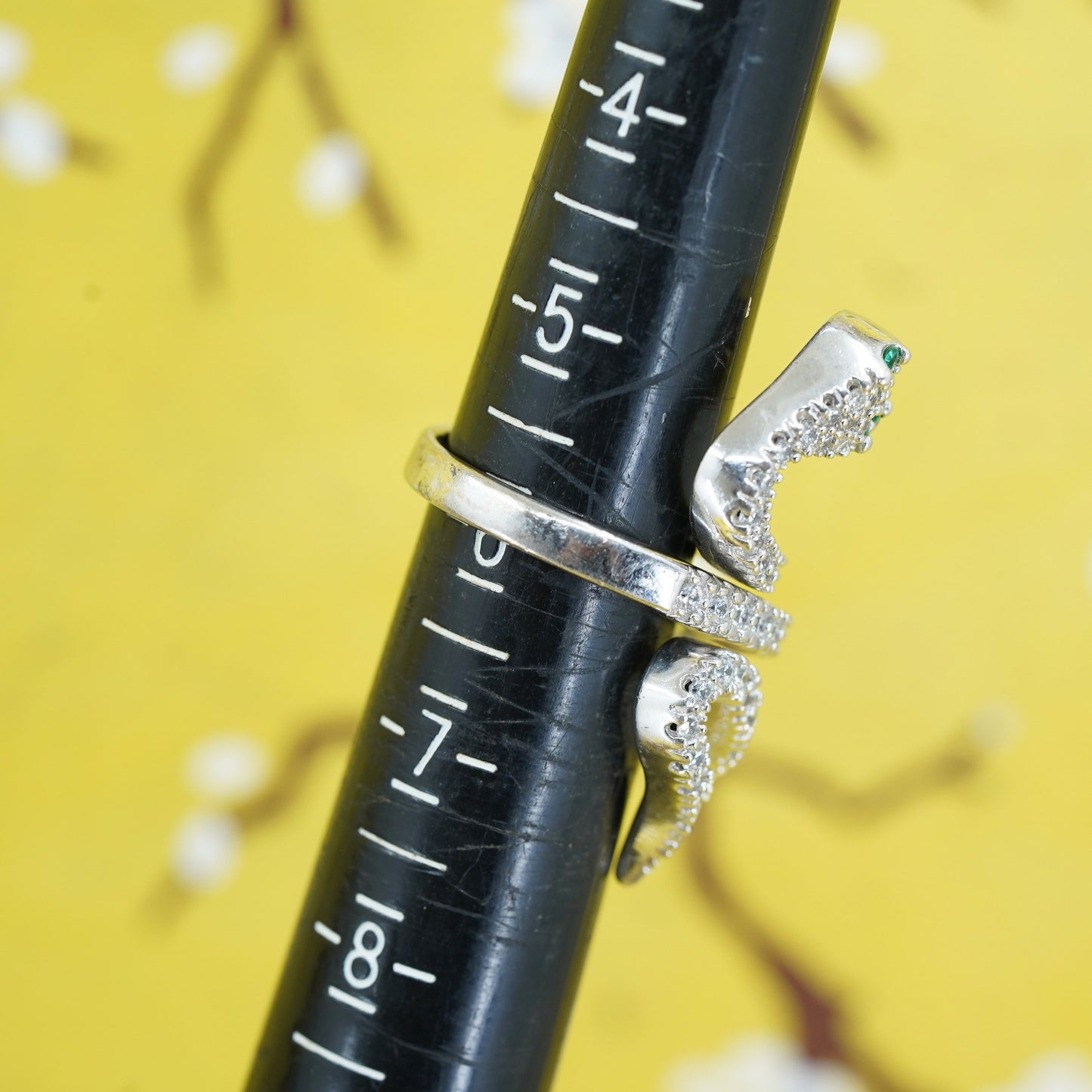 Designer Sonia Bitton Sterling silver ring, 925 snake wrap band cluster Diamond