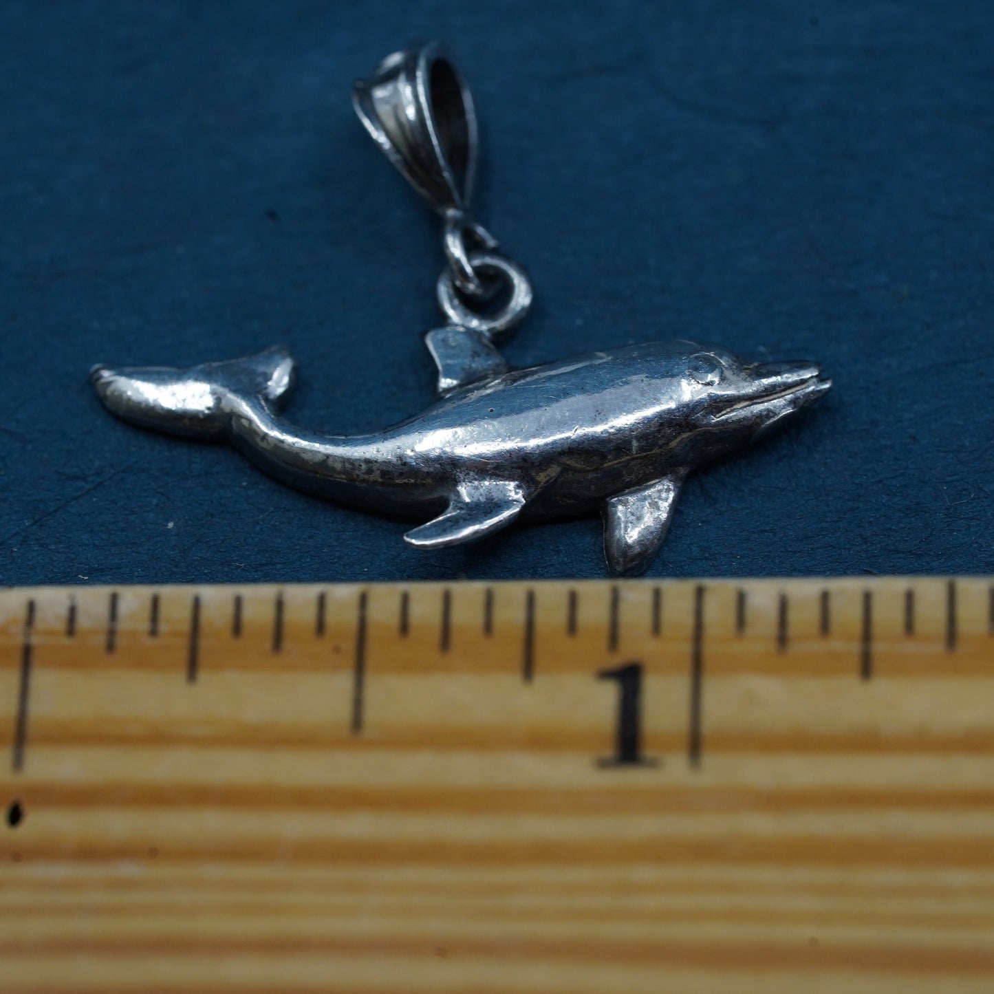 Vintage Sterling silver handmade dolphin pendant, 925 charm