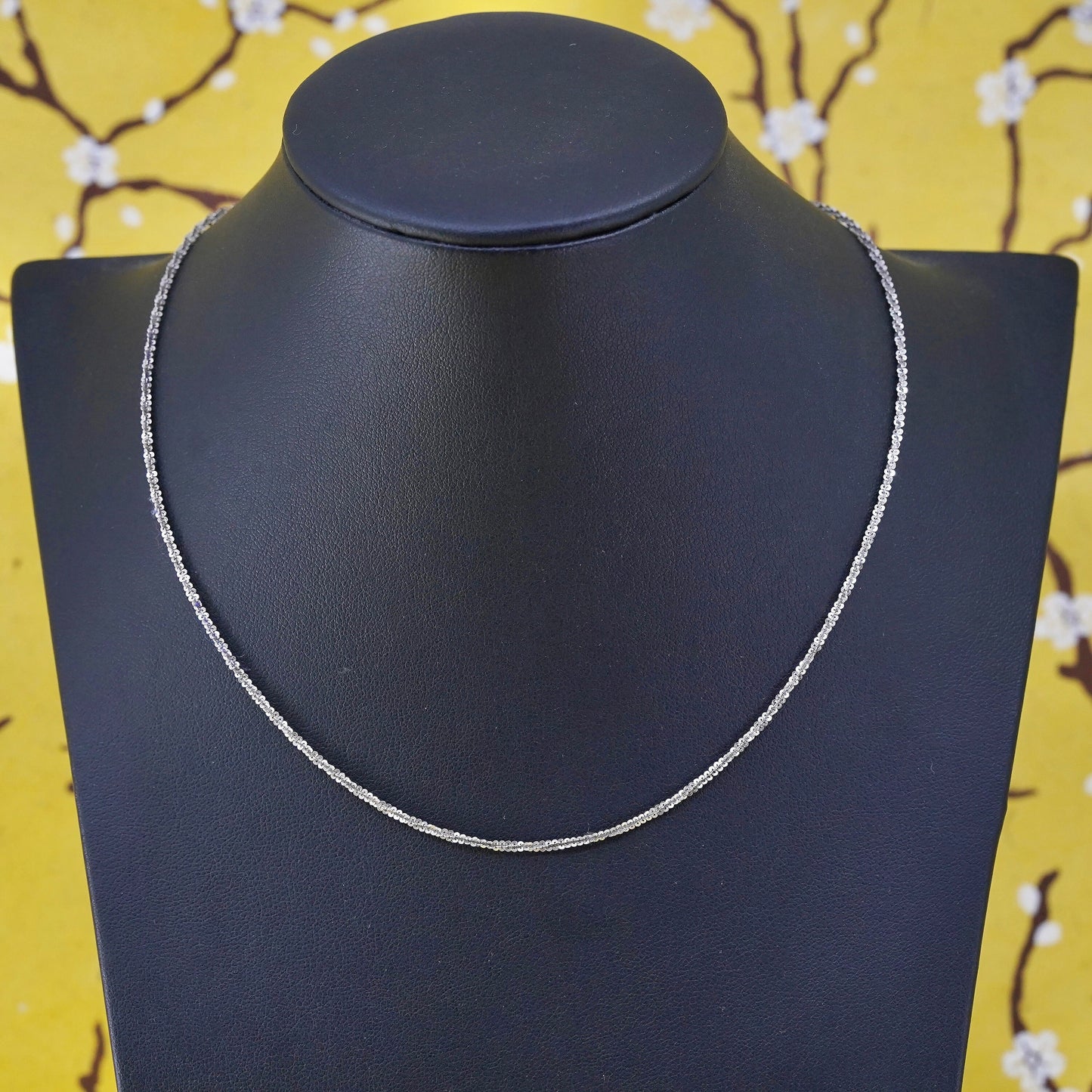 16" 2mm, vintage Sterling silver necklace, Italy 925 twisted chain