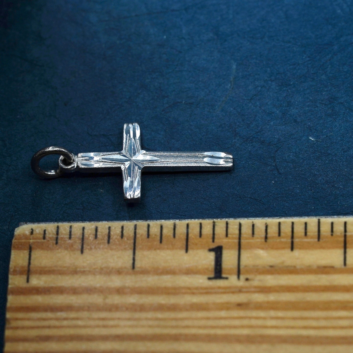 Vintage Sterling silver handmade charm, solid 925 silver cross pendant