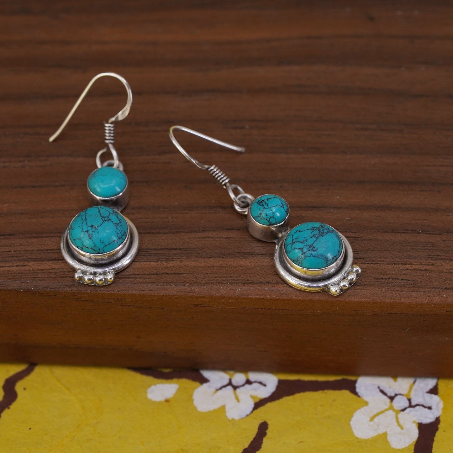 Southwestern Sterling 925 silver handmade earrings with turquoise