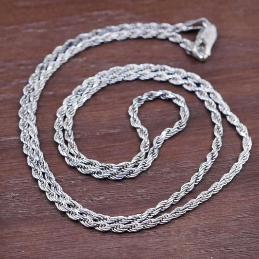 22”, 2mm, vintage Sterling silver necklace, Italy 925 rope chain