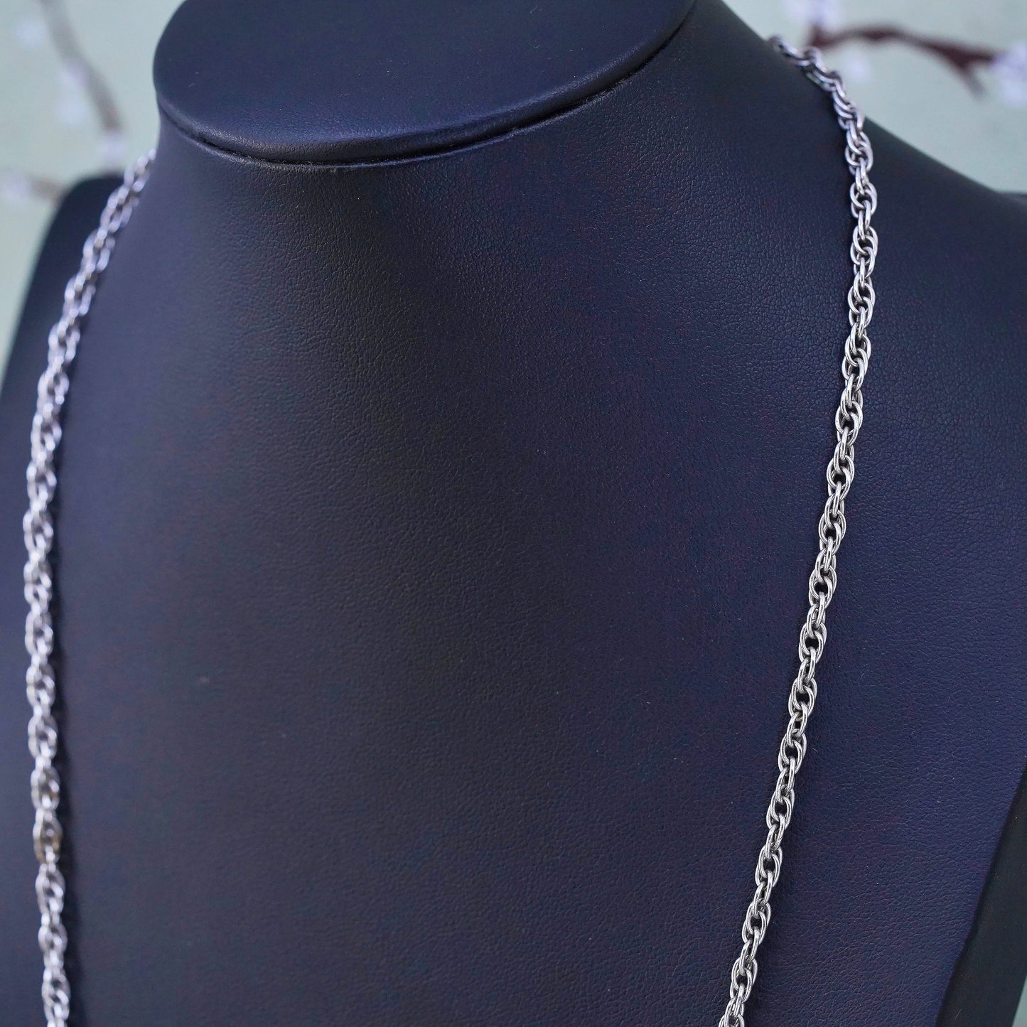 23”, 4mm, vintage Sterling silver necklace, Italy 925 Singapore rope chain